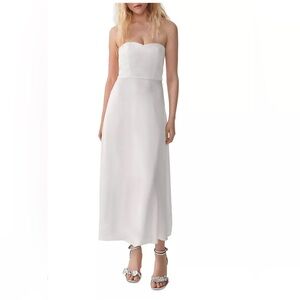 ba&sh Size M Ivory Satin Ben Strapless Dress Bridal Bridesmaid Formal NWT